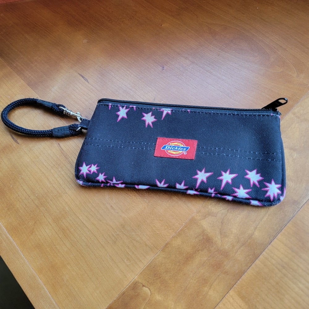 Vintage Dickies Black and Pink Star Wristlet